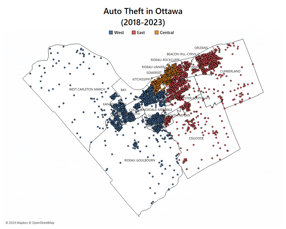 Ottawa Auto Theft Geographical Map